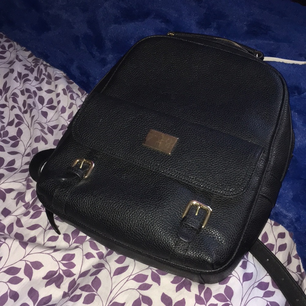 Black leather backpack